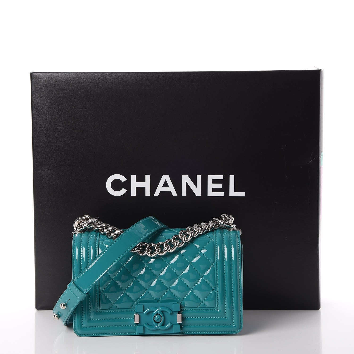 Chanel Patent Calfskin Small Plexiglass Boy Flap Green 8 of 8