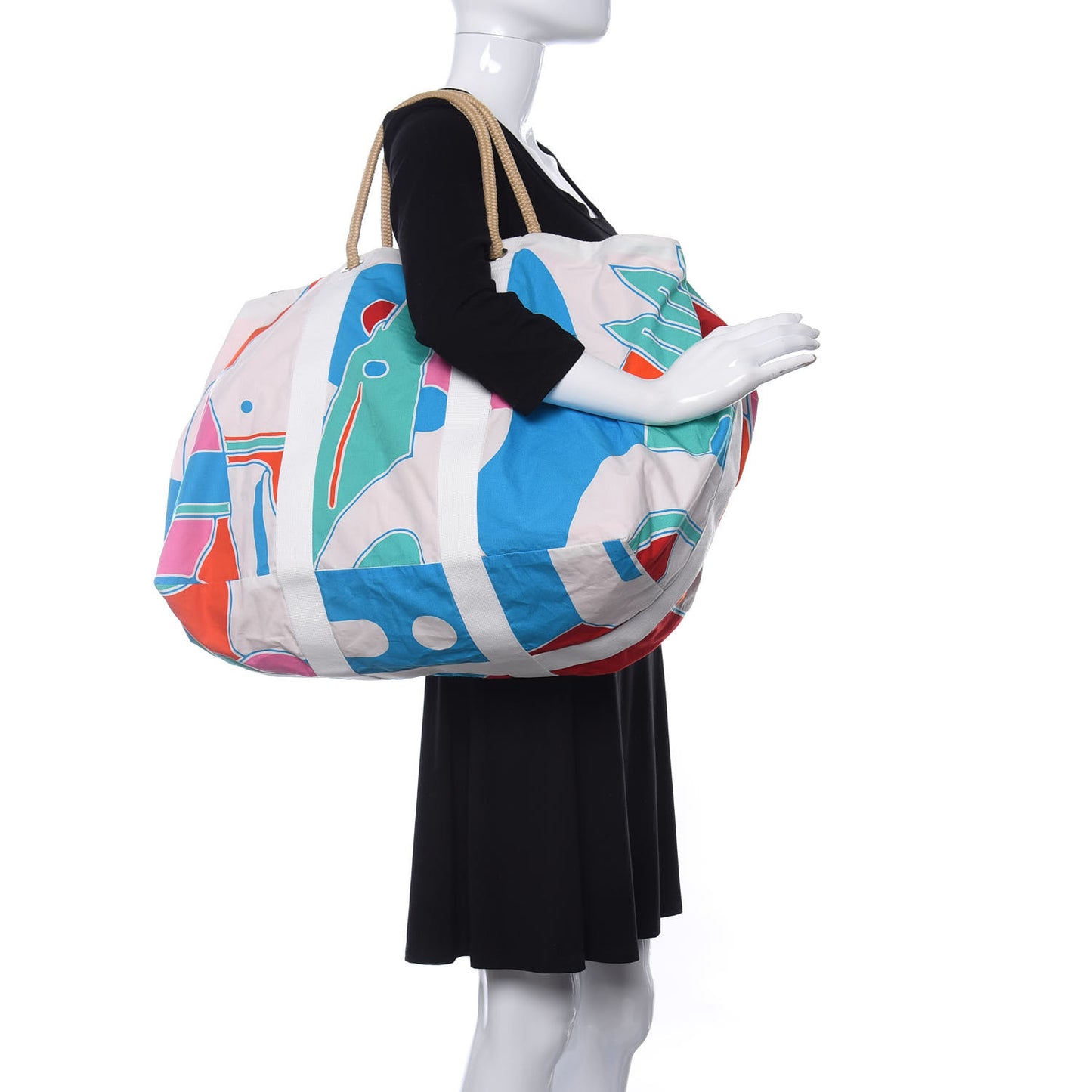 Cotton Canvas Jeux D Animaux Beach Tote Bleu Orange