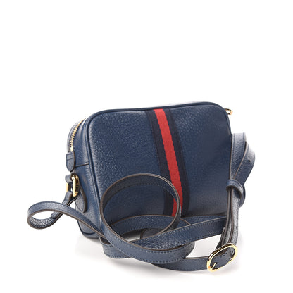 Gucci Textured Calfskin Web Mini Ophidia Shoulder Bag Blue Agata 3 of 11