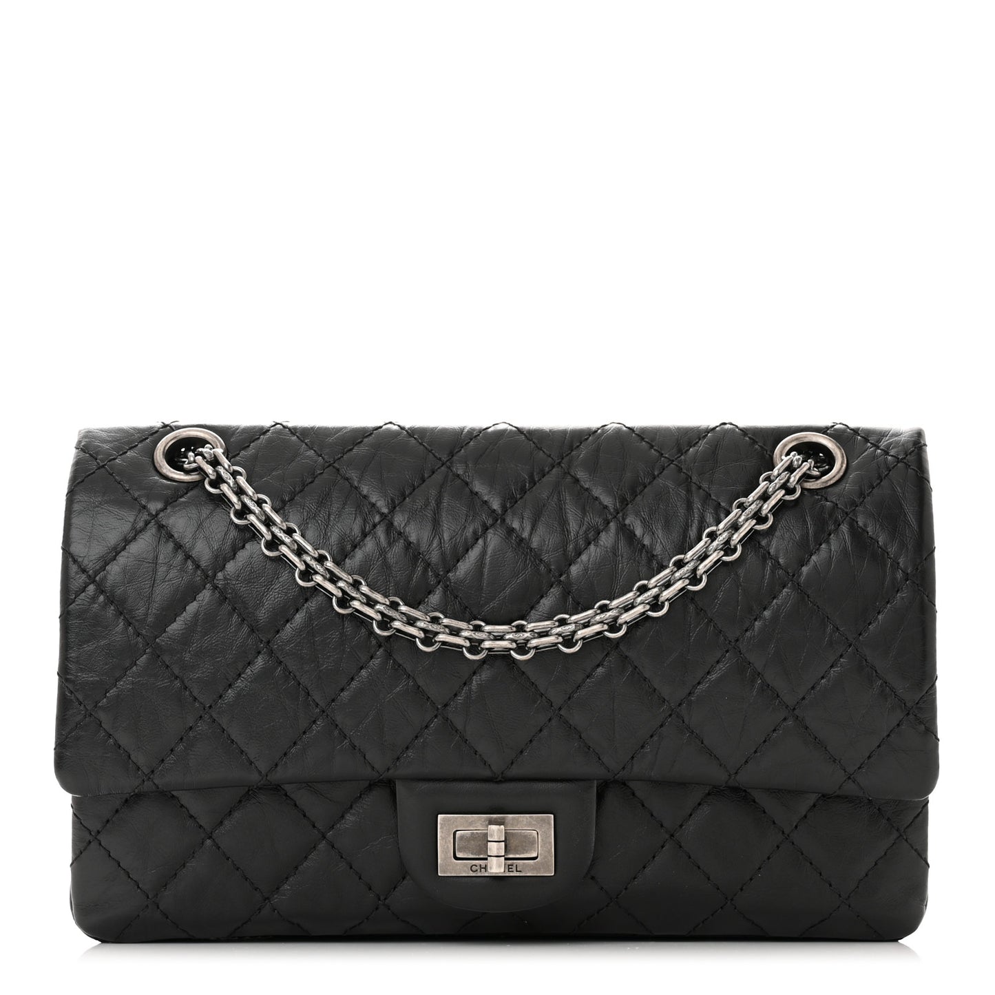 Aged Calfskin Quilted 2.55 Reissue 225 Flap Black