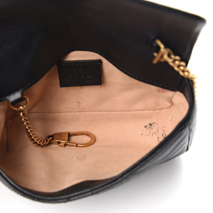 Gucci Calfskin Matelasse Super Mini GG Marmont Shoulder Bag Black 4 of 11