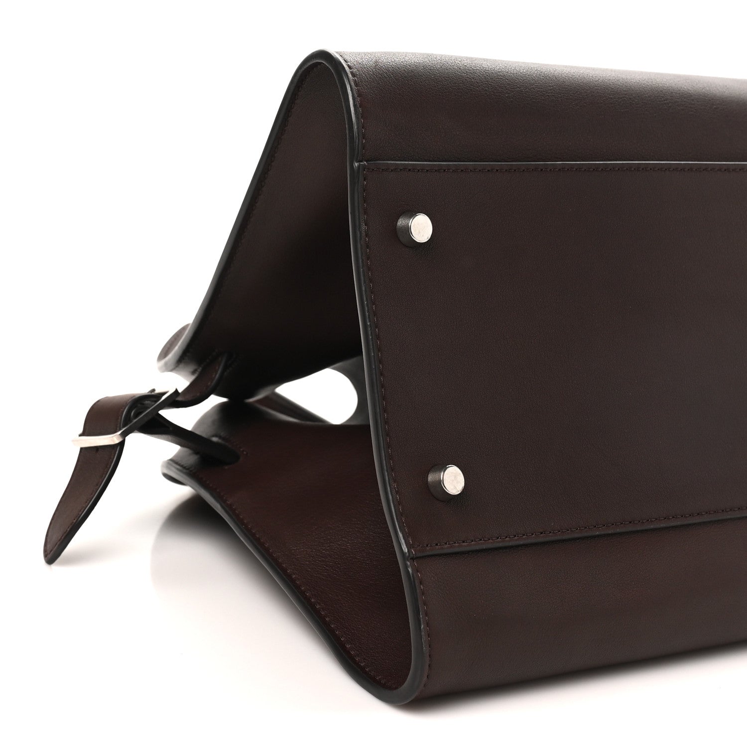 The Row Polished Saddle Calfskin EW Margaux Chestnut 9 of 10