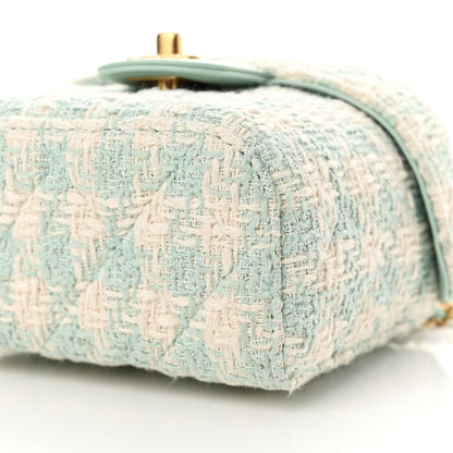 Chanel Tweed Handle Crush Top Handle Flap Bag Light Blue Ecru 10 of 11