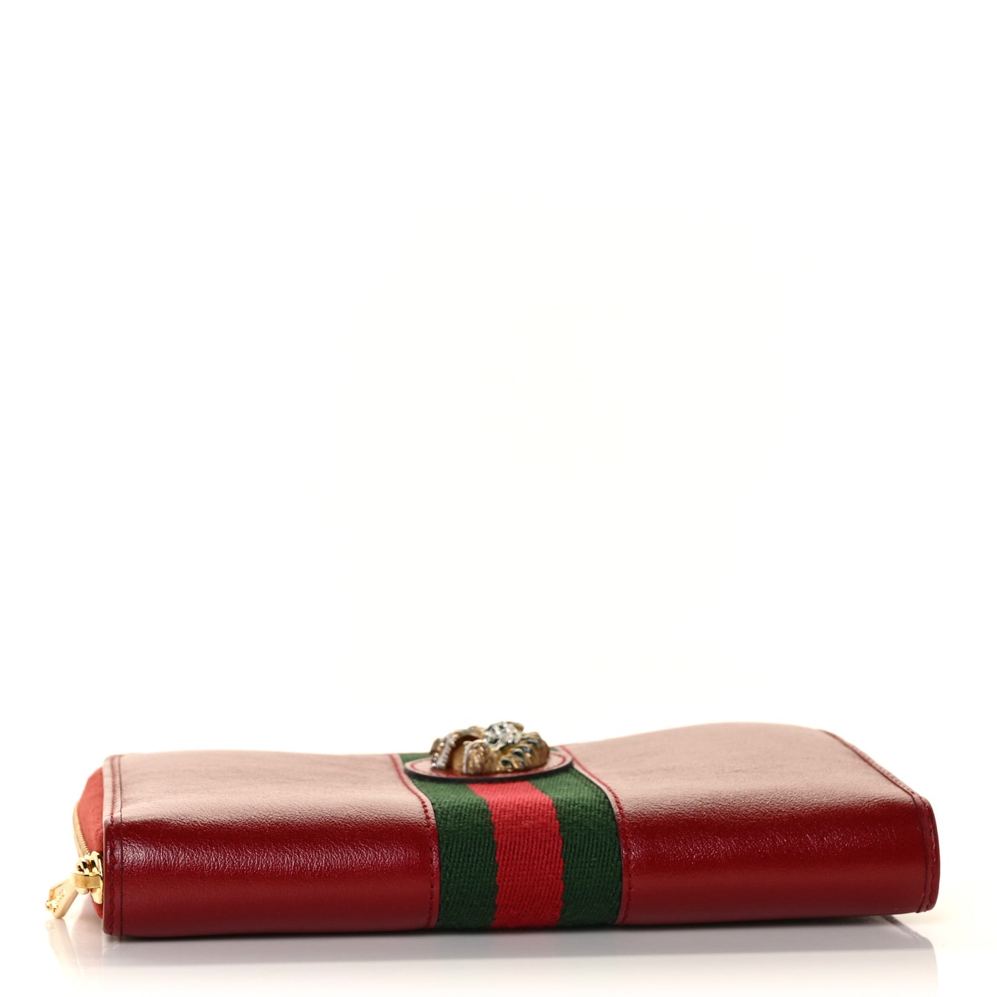 Calfskin Web Rajah Zip Around Wallet Romantic Cherry