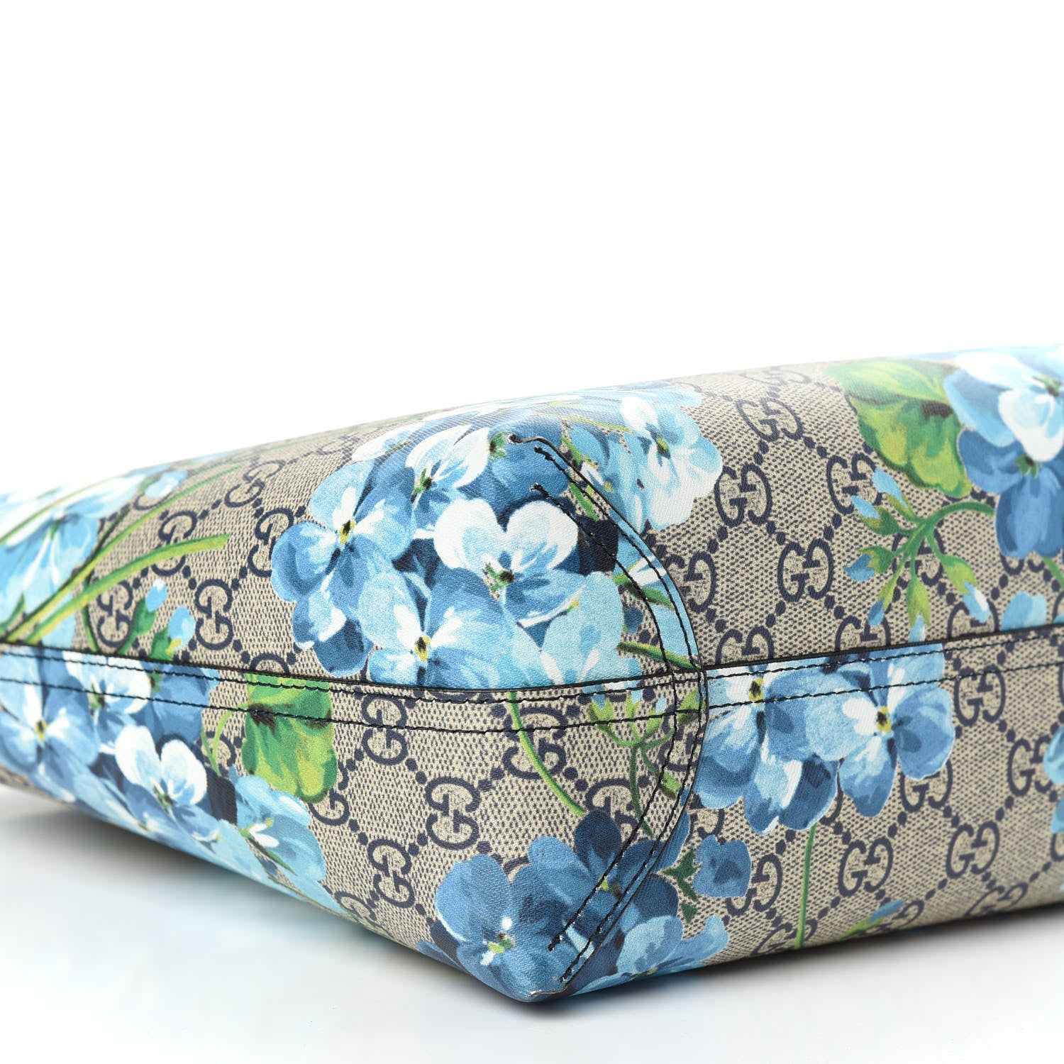 Gucci GG Supreme Monogram Blooms Small Reversible Tote Beige Blue Navy 12 of 15