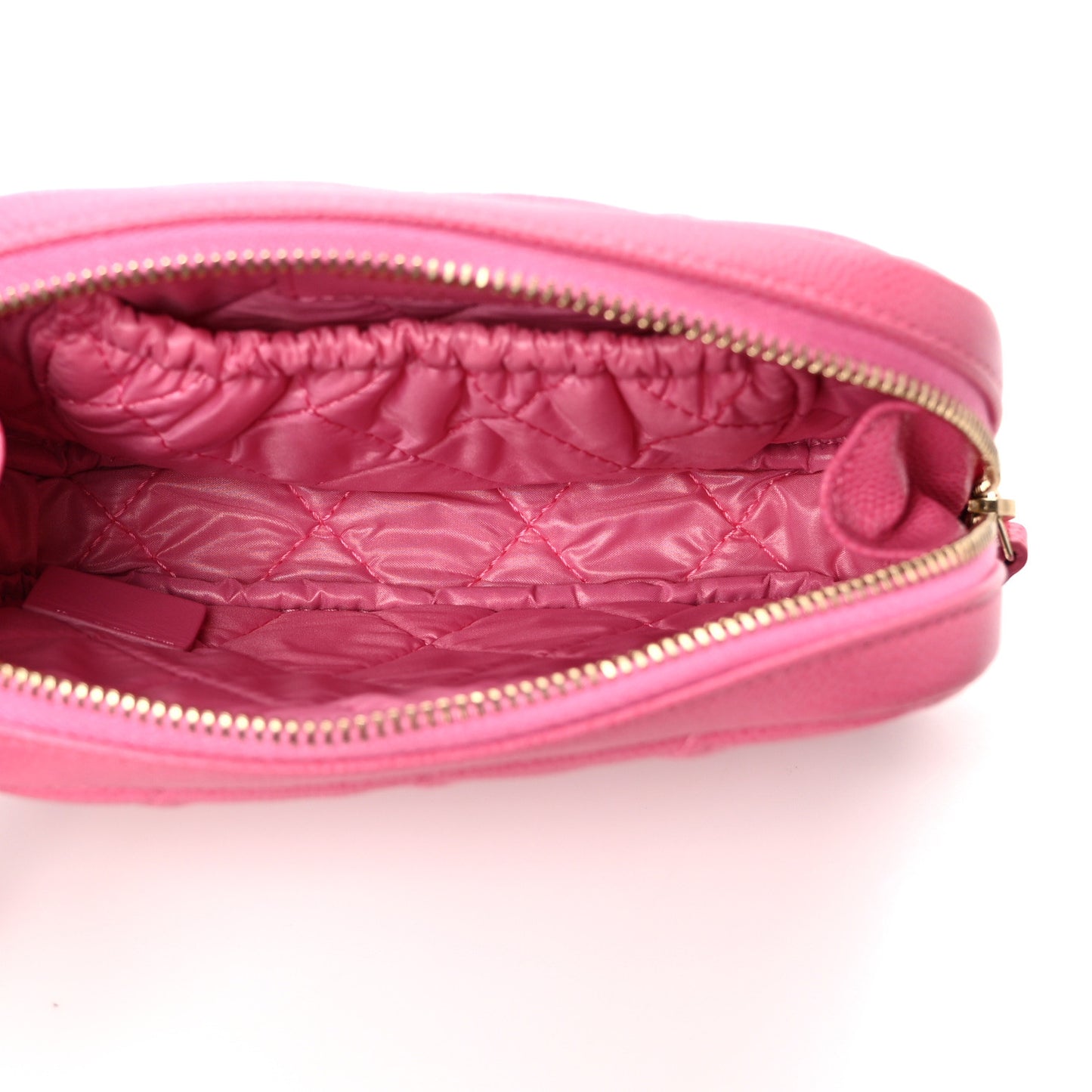 Caviar Quilted Small Curvy Pouch Cosmetic Case Pink