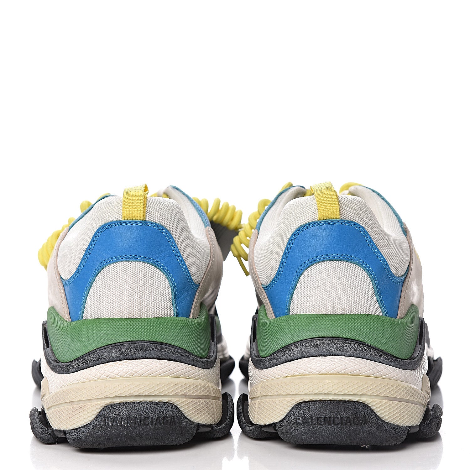 Balenciaga Fabric Mesh Nappa Mens Triple S Sneakers 47 Bleu White Vert Jaune 5 of 11