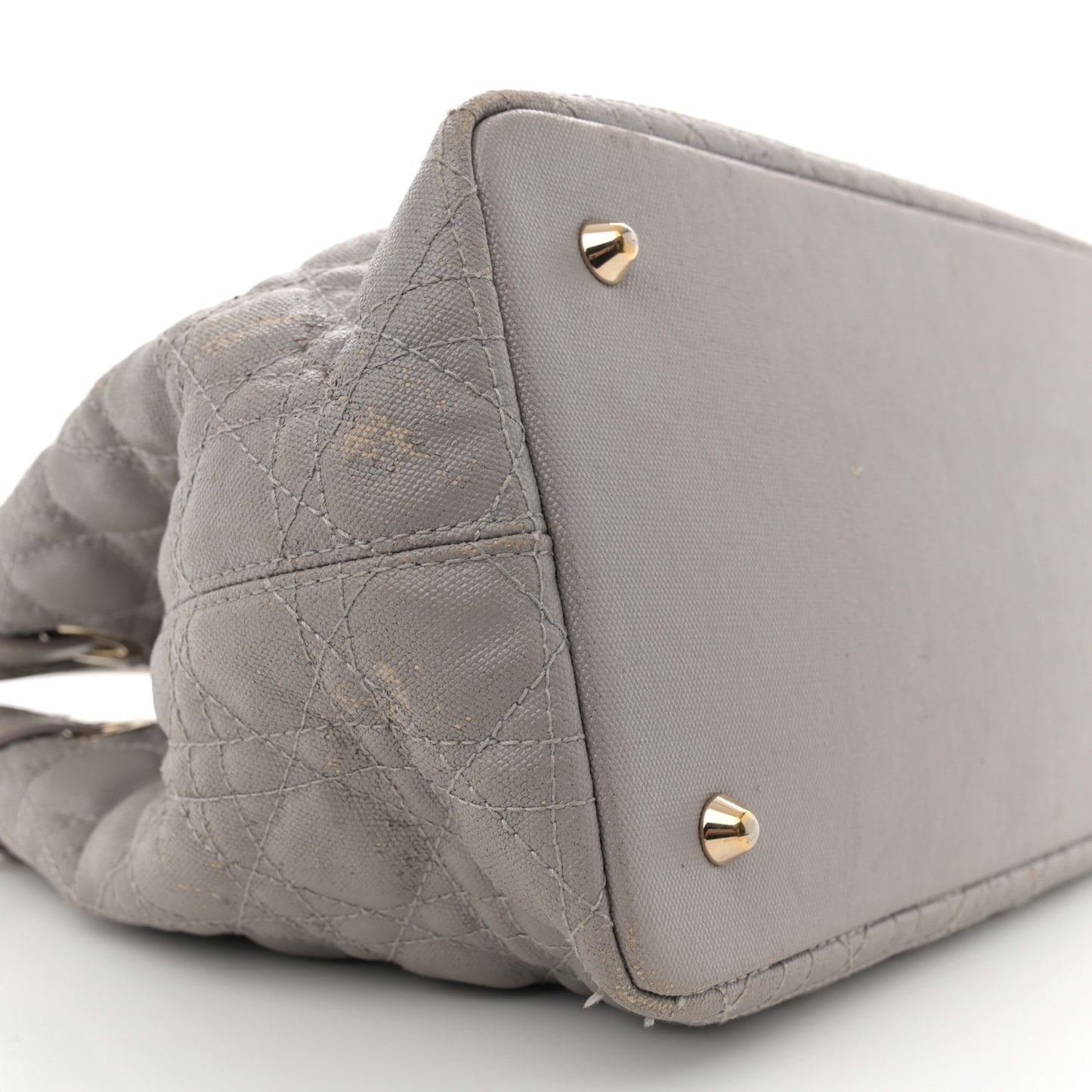 Coated Canvas Cannage Small Panarea Tote Grey