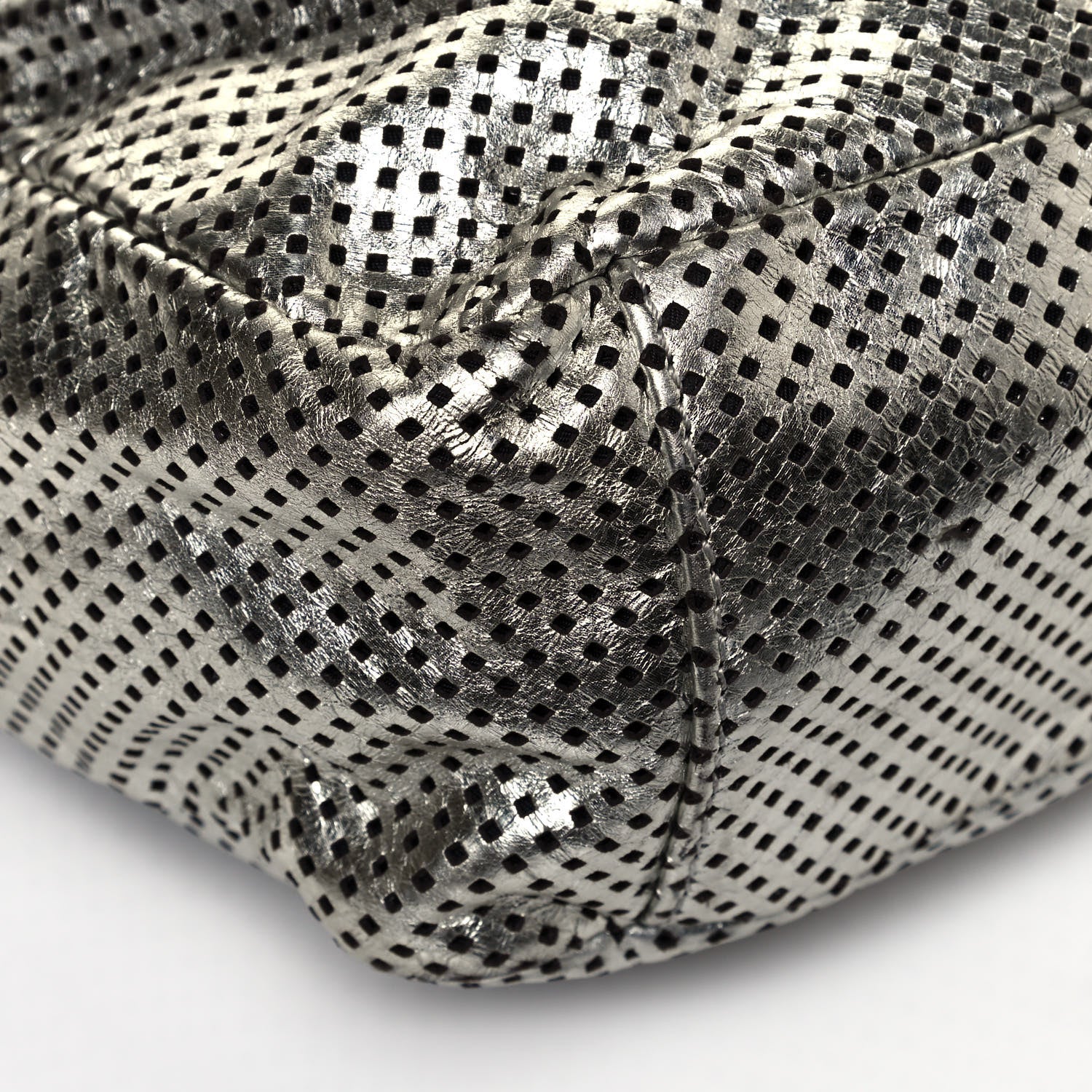 Chanel Metallic Glazed Calfskin Perforated Medium Rodeo Drive Tote Silver 9 of 14