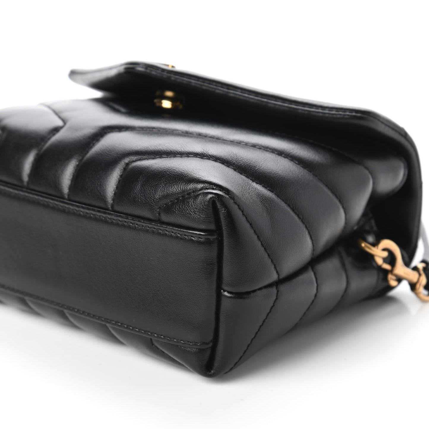 Calfskin Y Quilted Monogram Toy Loulou Crossbody Bag Black