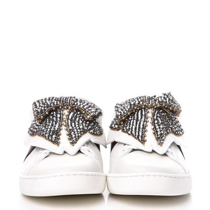 Gucci Calfskin Ayers Web Womens Ace Bow Lace Sneakers 36 White 2 of 11
