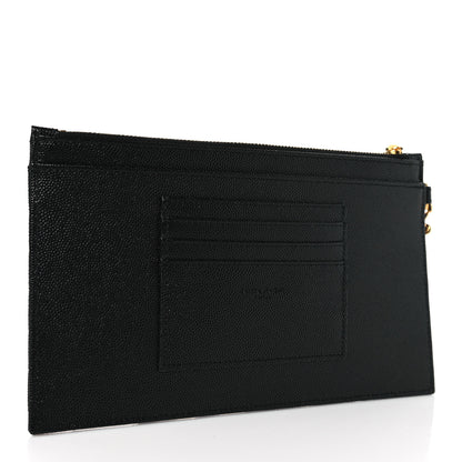 Saint Laurent Grain De Poudre Chevron Monogram Large Bill Pouch Black 3 of 10