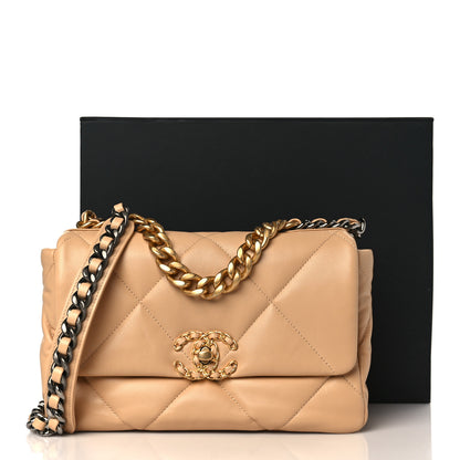 Chanel Lambskin Quilted Medium Chanel 19 Flap Beige 10 of 10