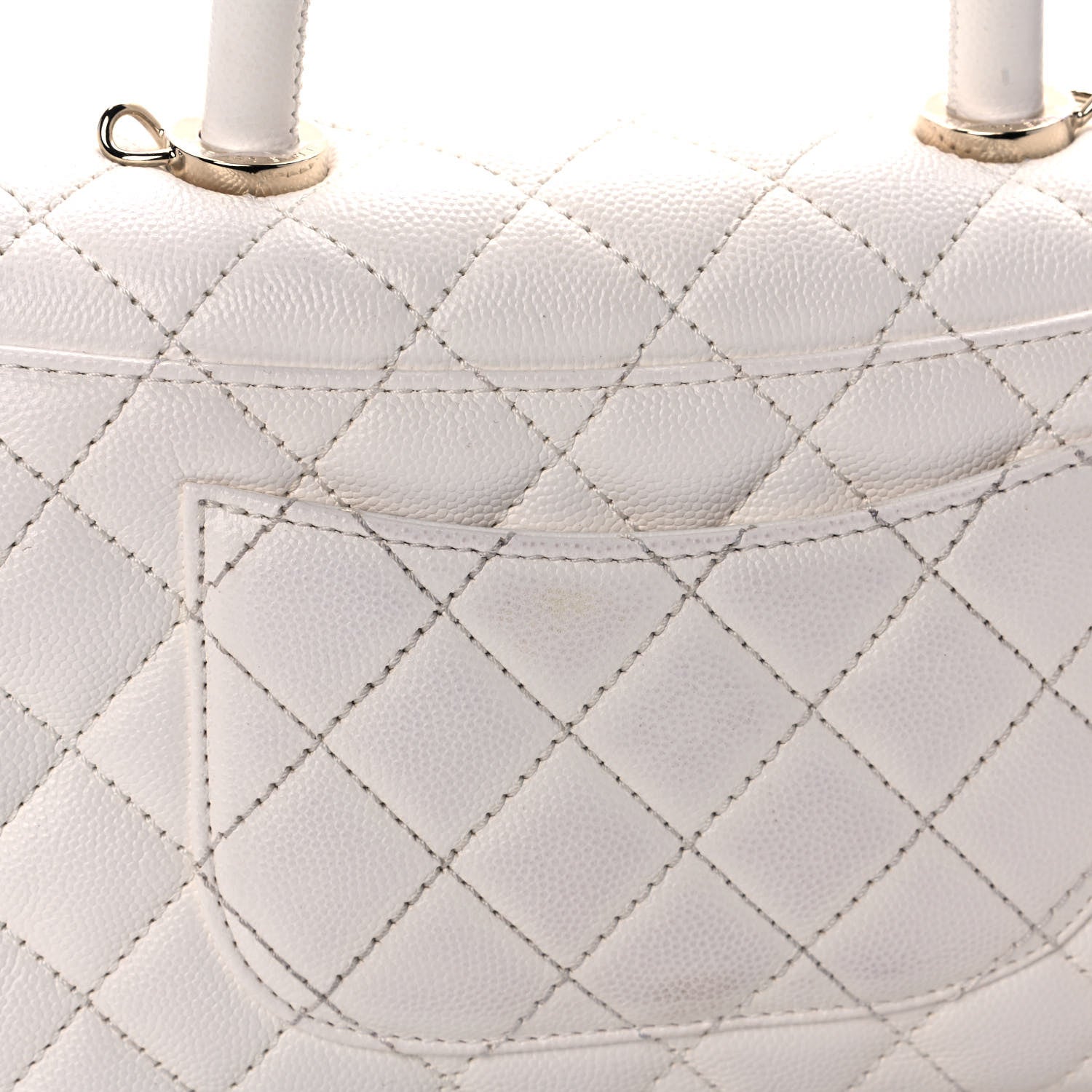 Chanel Caviar Quilted Mini Coco Handle Flap White 10 of 12