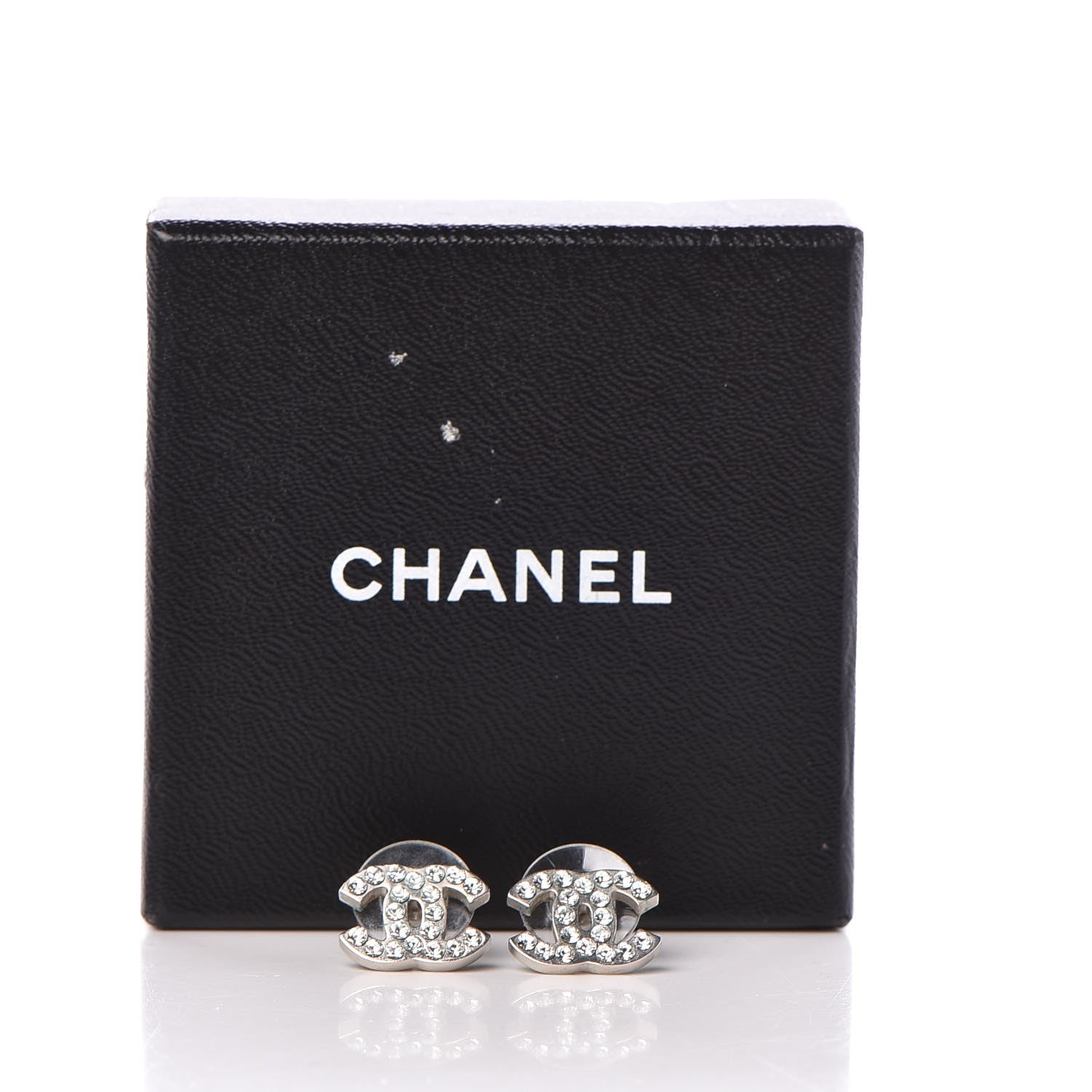 Chanel Crystal CC Earrings Silver 5 of 5