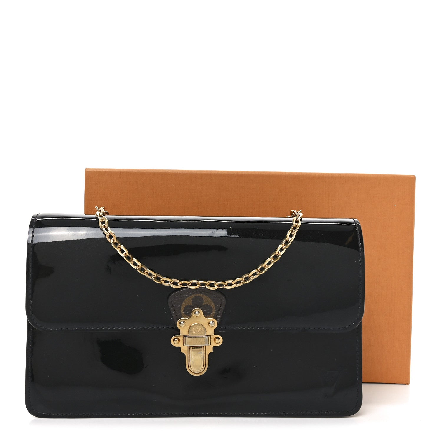 Louis Vuitton Patent Calfskin Monogram Cherrywood Chain Wallet