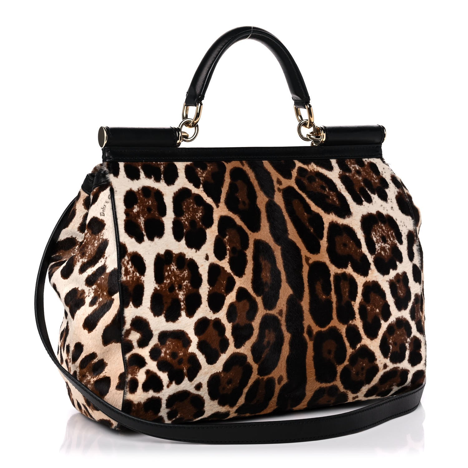 Dolce & Gabbana Calf Hair Leopard Print Large Miss Sicily Satchel Naturale 2 of 10