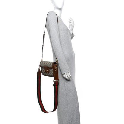Gucci GG Supreme Monogram Web Mini Horsebit 1955 Shoulder Bag Beige Brown Sugar 2 of 10