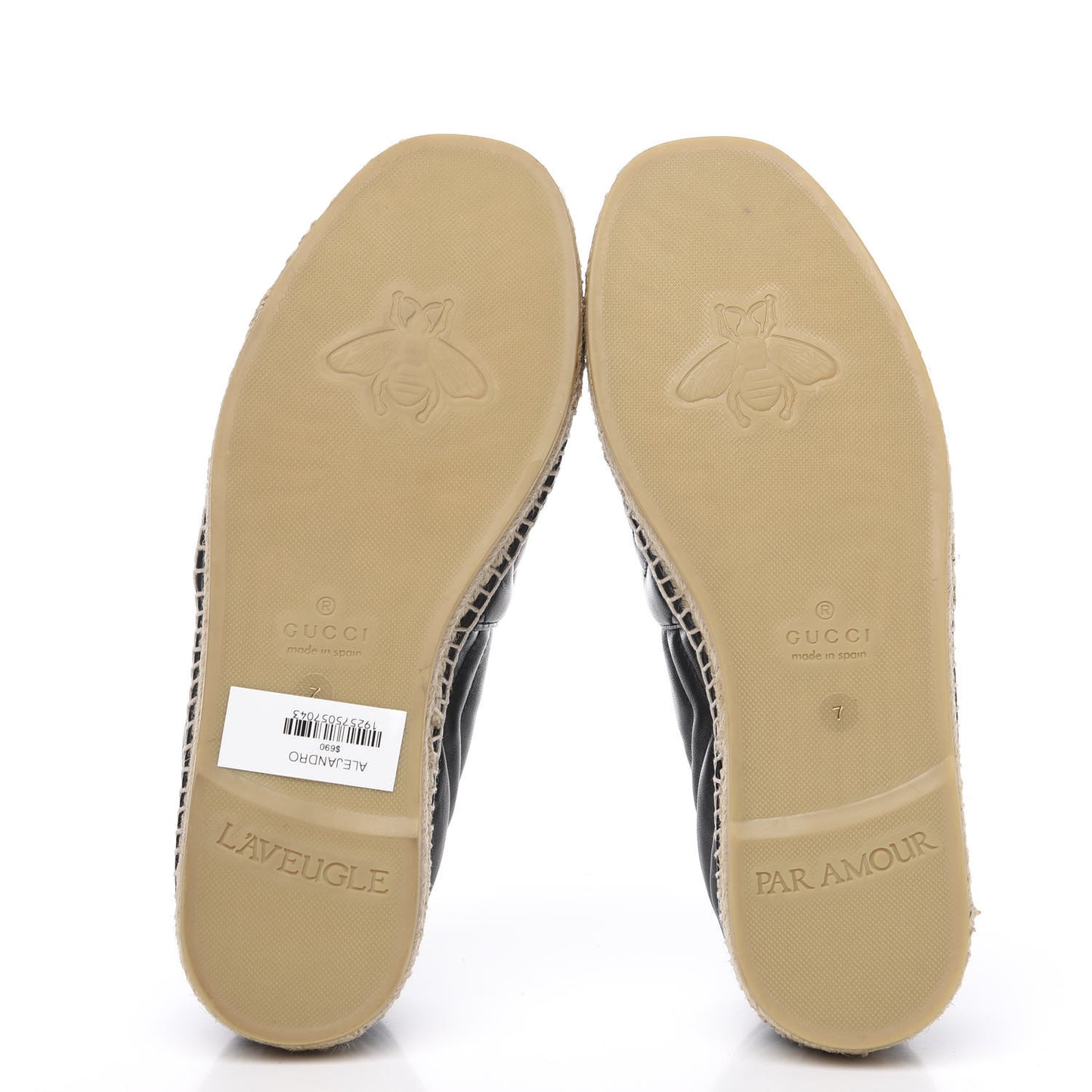 Nappa Matelasse Mens GG Marmont Espadrilles 7 Black
