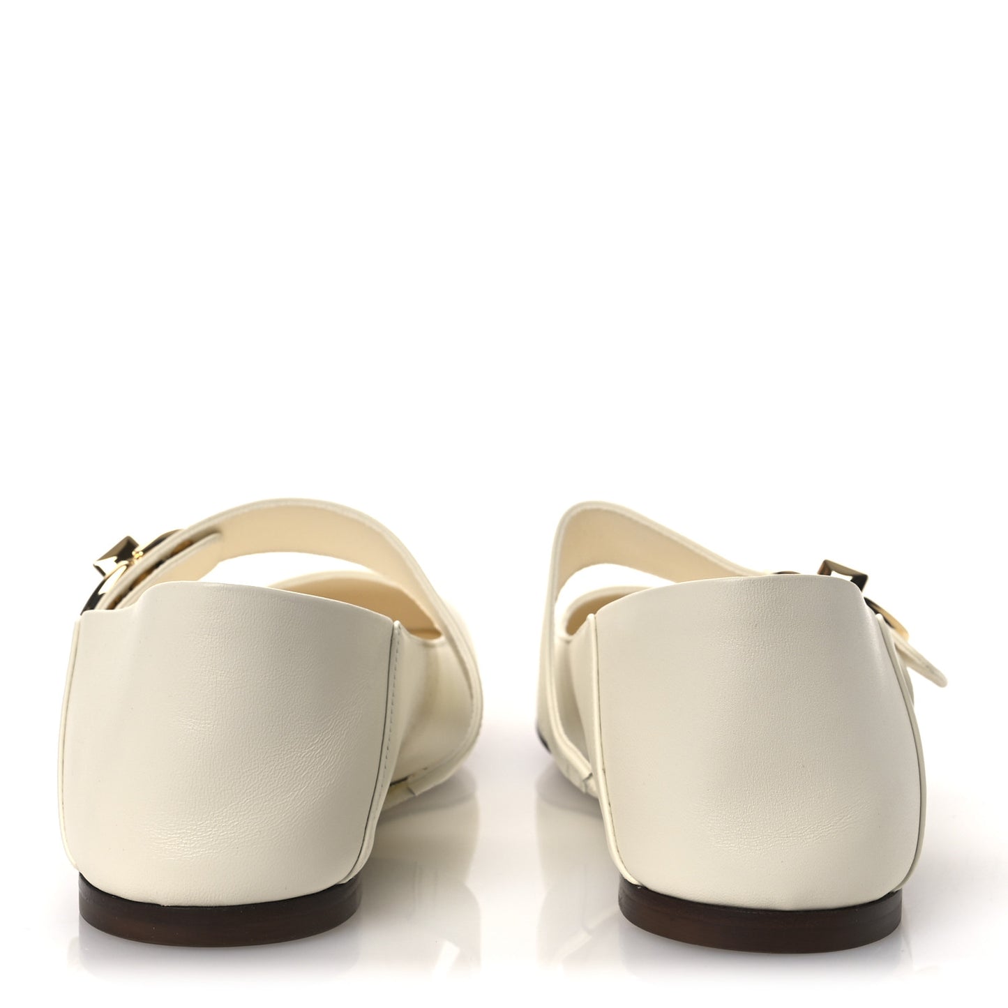 Calfskin VLogo Locker Mary Jane Ballerina Flats 39 Ivory