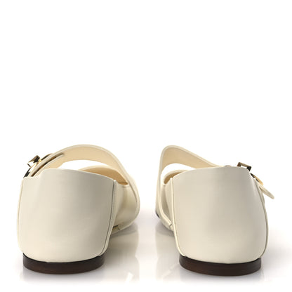 Valentino Garavani Calfskin VLogo Locker Mary Jane Ballerina Flats 39 Ivory 6 of 10