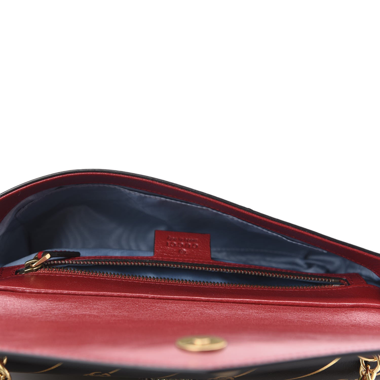 Gucci Calfskin Diagonal GG Medium Thiara Double Envelope Shoulder Bag Black Red 6 of 11