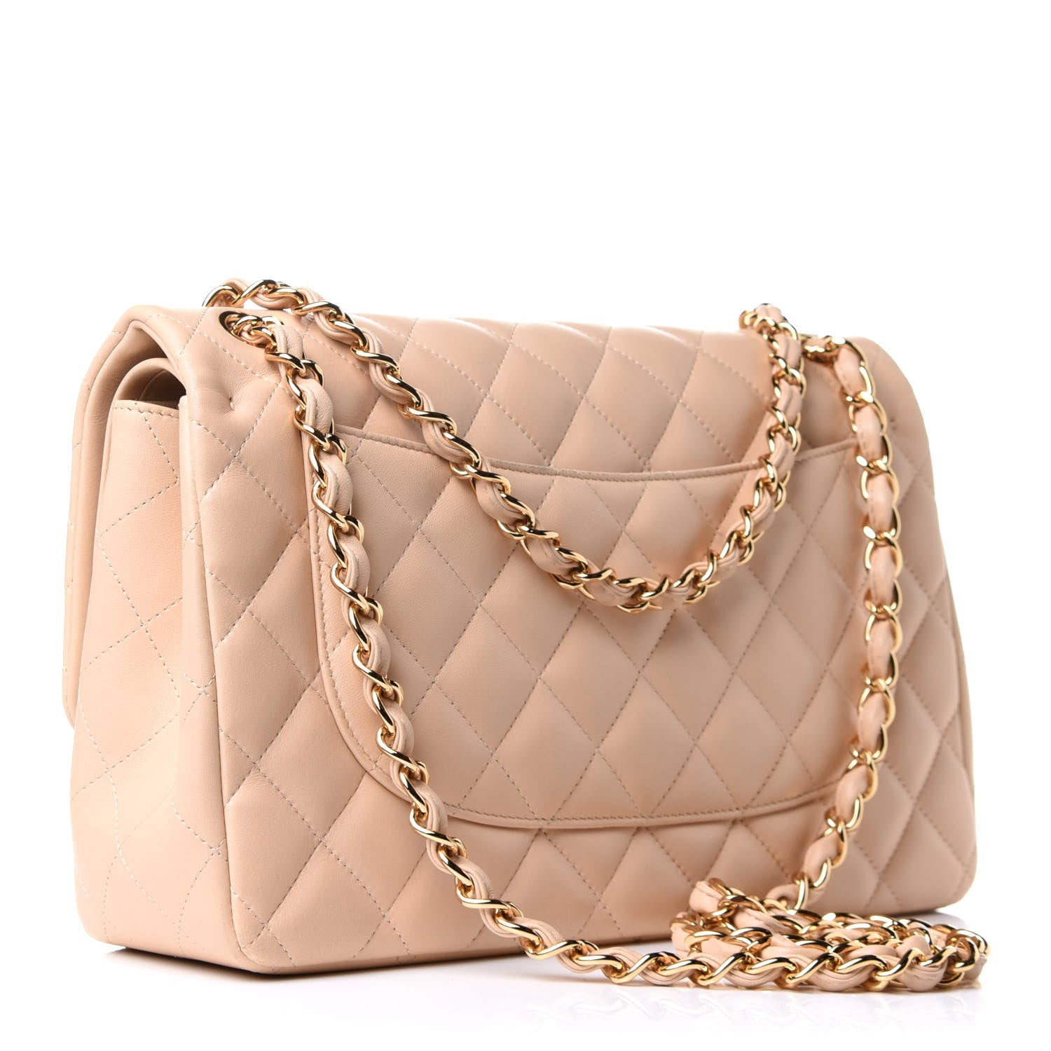 Chanel Lambskin Quilted Jumbo Double Flap Light Beige 3 of 12