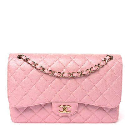 Chanel Iridescent Caviar Quilted Jumbo Double Flap Rose Pink 1 of 10