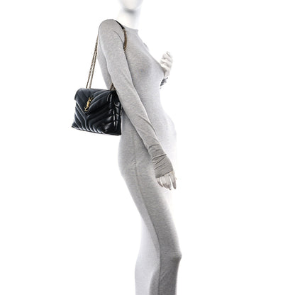 Saint Laurent Calfskin Y Quilted Monogram Small Loulou Chain Satchel Black 2 of 13