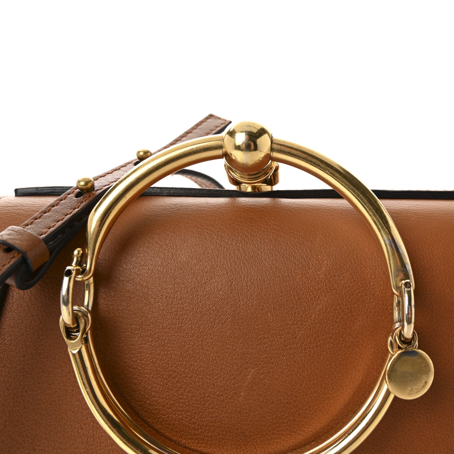 Chloe Calfskin Suede Medium Nile Bracelet Bag Caramel 7 of 9