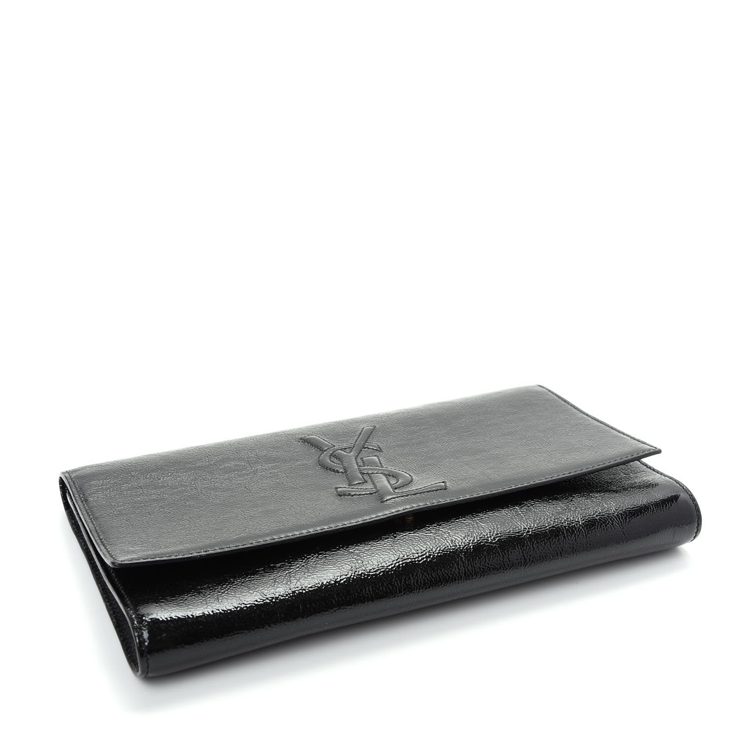 Saint Laurent Textured Patent Monogram Large Belle De Jour Clutch Black 4 of 6