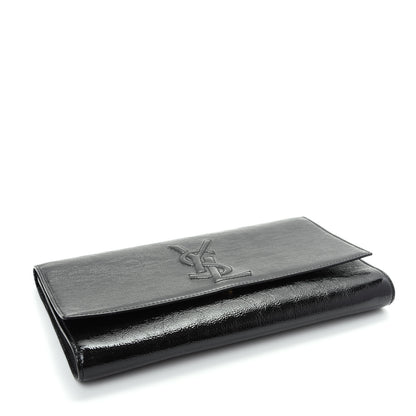 Saint Laurent Textured Patent Monogram Large Belle De Jour Clutch Black 4 of 6