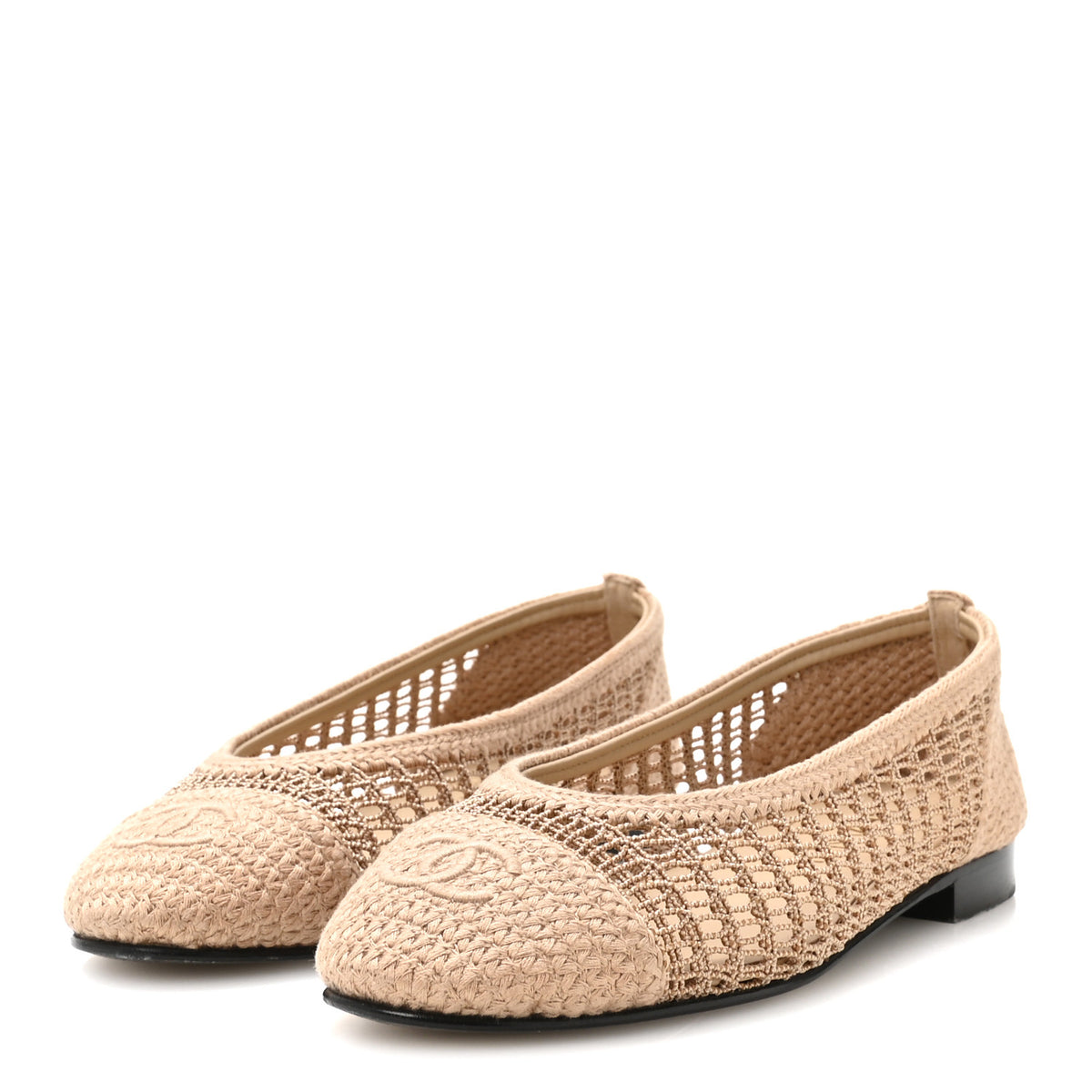 Raffia Cap Toe Ballerina Flats 36.5 Beige