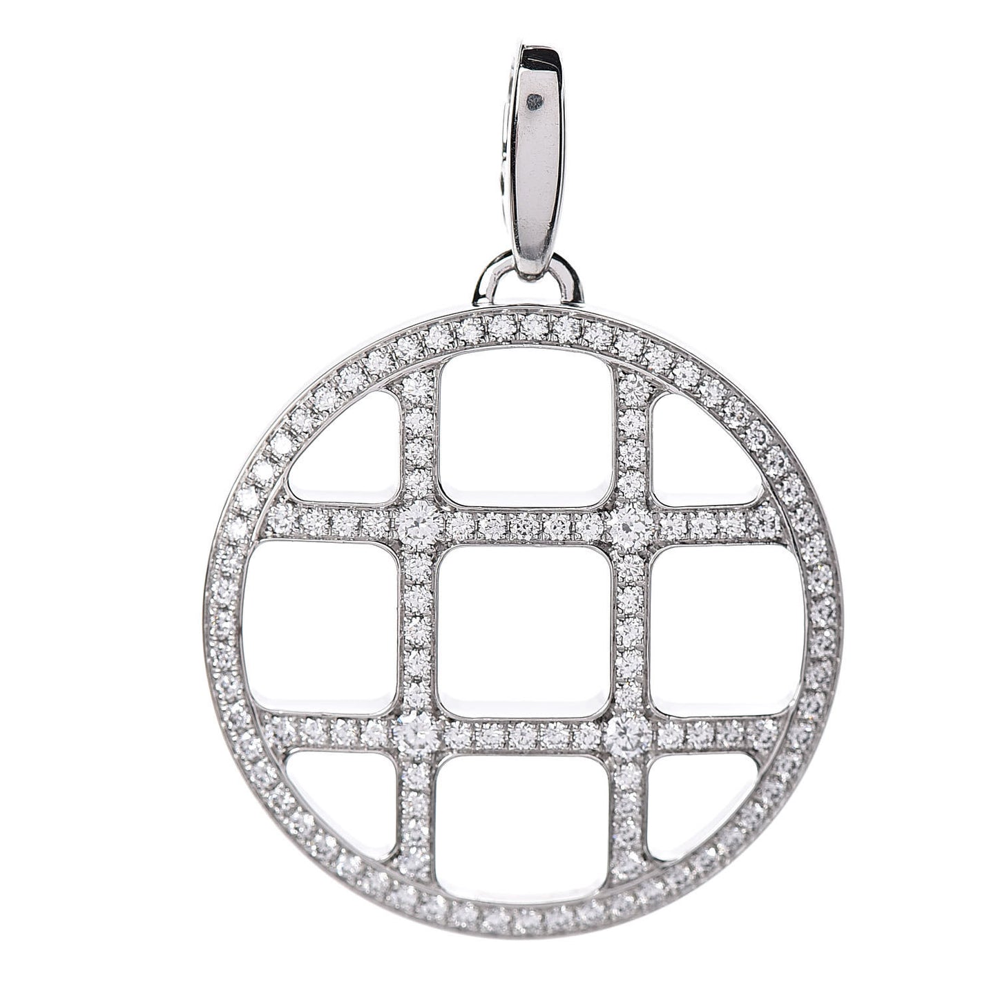 18K White Gold Diamond Pasha de Grid Charm Pendant