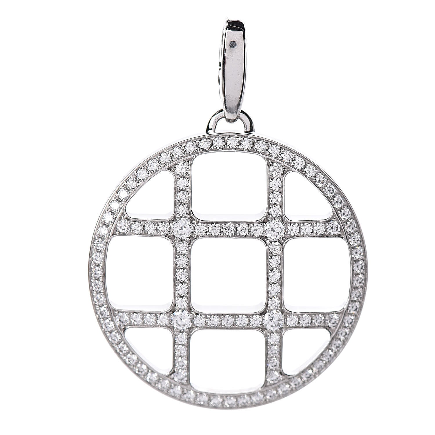 Cartier 18K White Gold Diamond Pasha de Grid Charm Pendant 1 of 3