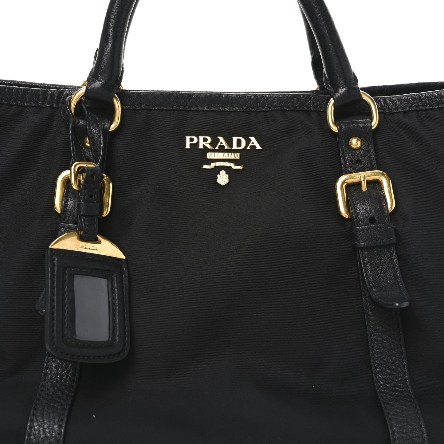 Tessuto Nylon Soft Calf Small Tote Black