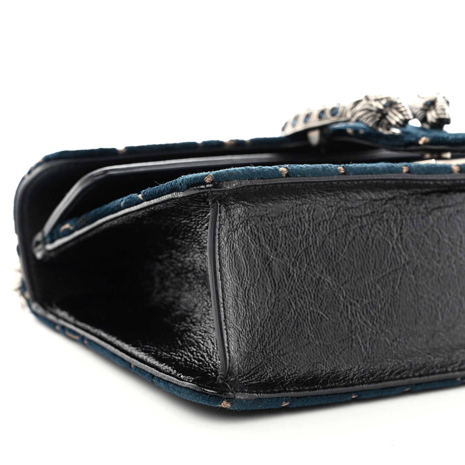 Gucci Velvet Skipper Crystal GG Monogram Small Dionysus Shoulder Bag Blue Beige Black 10 of 12