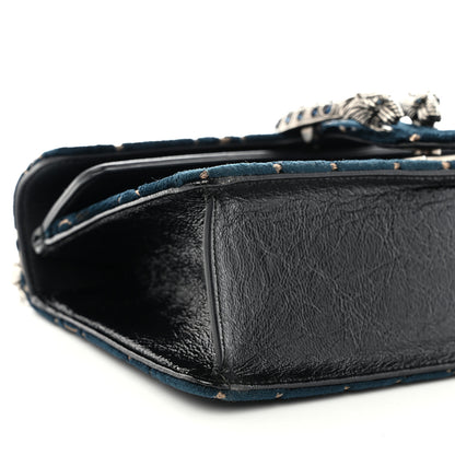 Gucci Velvet Skipper Crystal GG Monogram Small Dionysus Shoulder Bag Blue Beige Black 10 of 12
