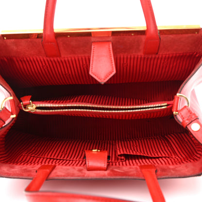 Fendi Vitello Elite Flamingo Regular 2Jours Tote Rosso Fiamma 5 of 14