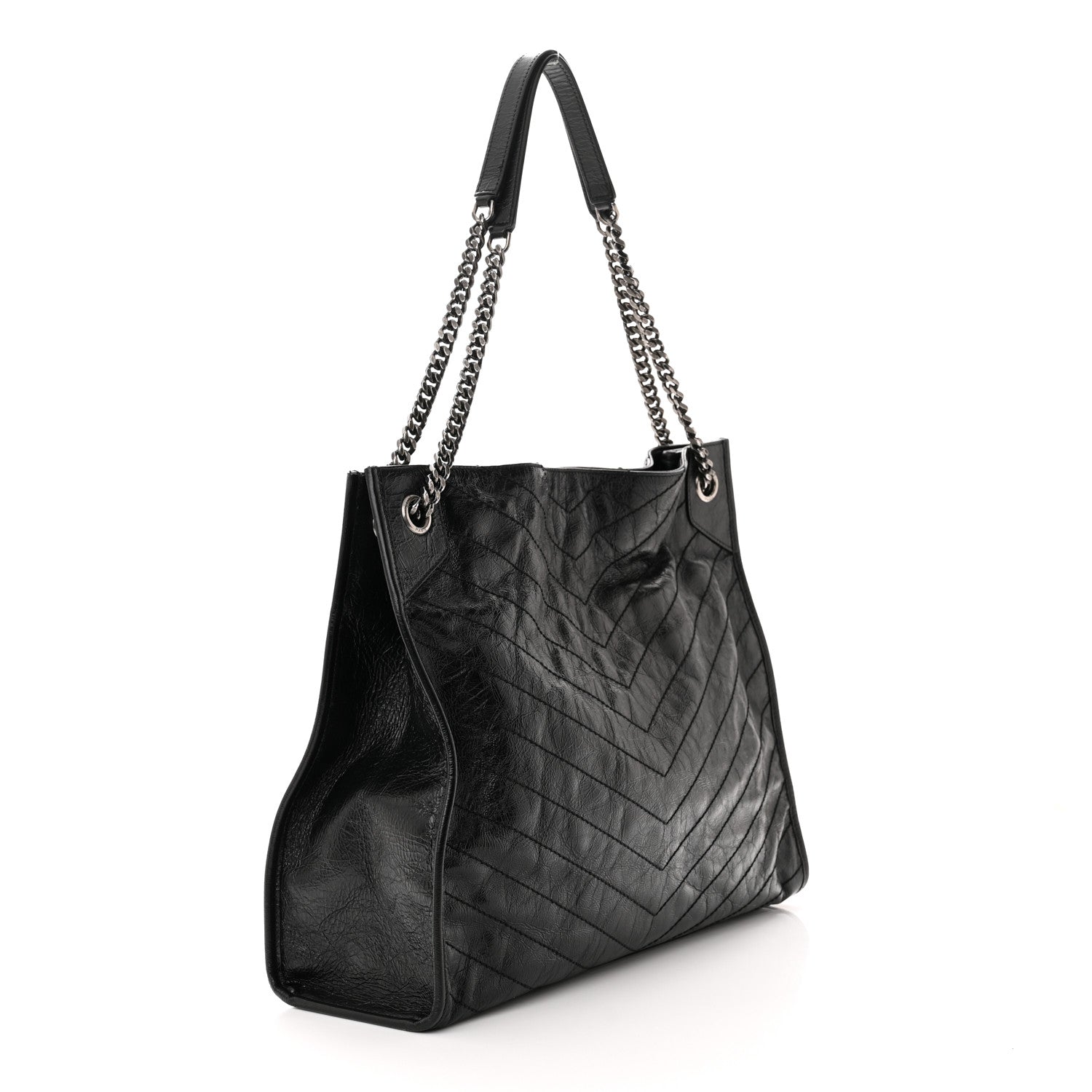 Saint Laurent Crinkled Calfskin Matelasse Monogram Niki Shoulder Bag Black 3 of 12