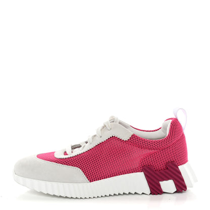 Hermes Air Mesh Suede Goatskin Bouncing Sneakers 38 39 Rose Vinicunca White 1 of 10