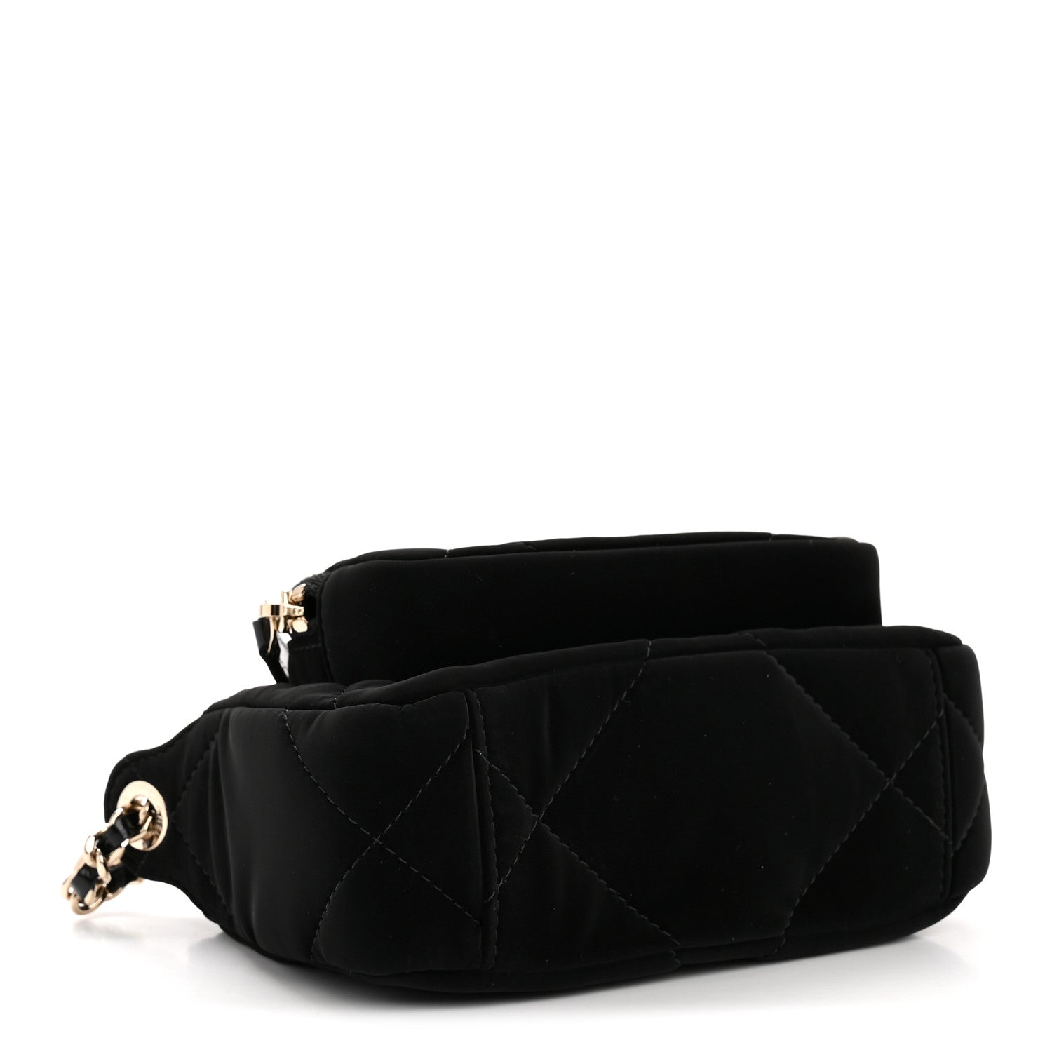 Chanel Velvet Effect Nylon Shiny Crumpled Calfskin Mini Quilted Chanel 25 Clutch With Chain Black 5 of 14