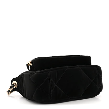 Chanel Velvet Effect Nylon Shiny Crumpled Calfskin Mini Quilted Chanel 25 Clutch With Chain Black 5 of 14
