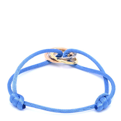 Cartier 18K White Yellow Pink Gold Diamond Trinity Cord Bracelet Blue 3 of 5