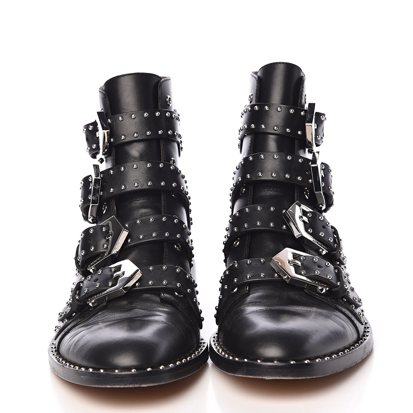 Calfskin Studded Prue Buckle Bootie 38 Black