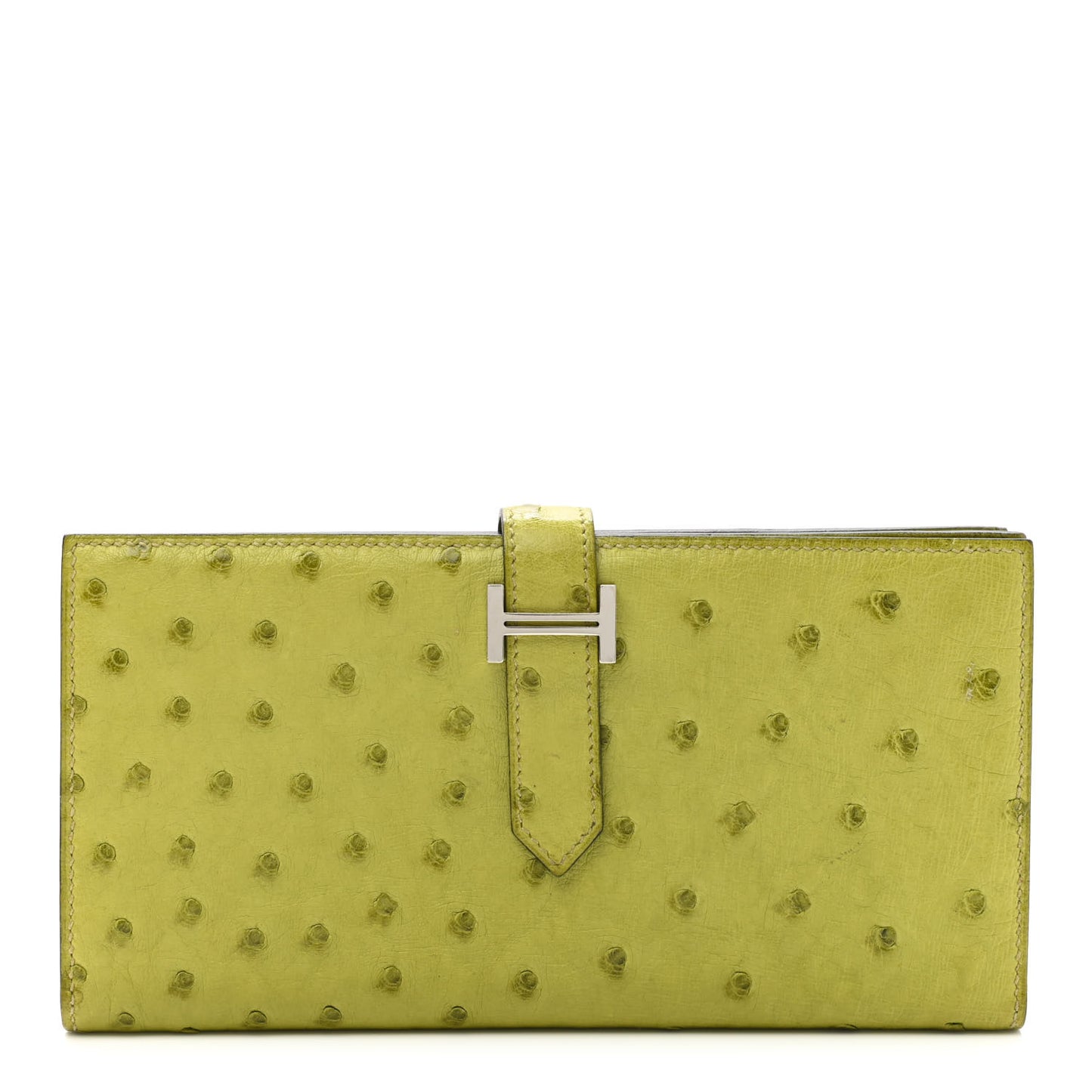 Ostrich Bearn Gusset Wallet Vert Anis