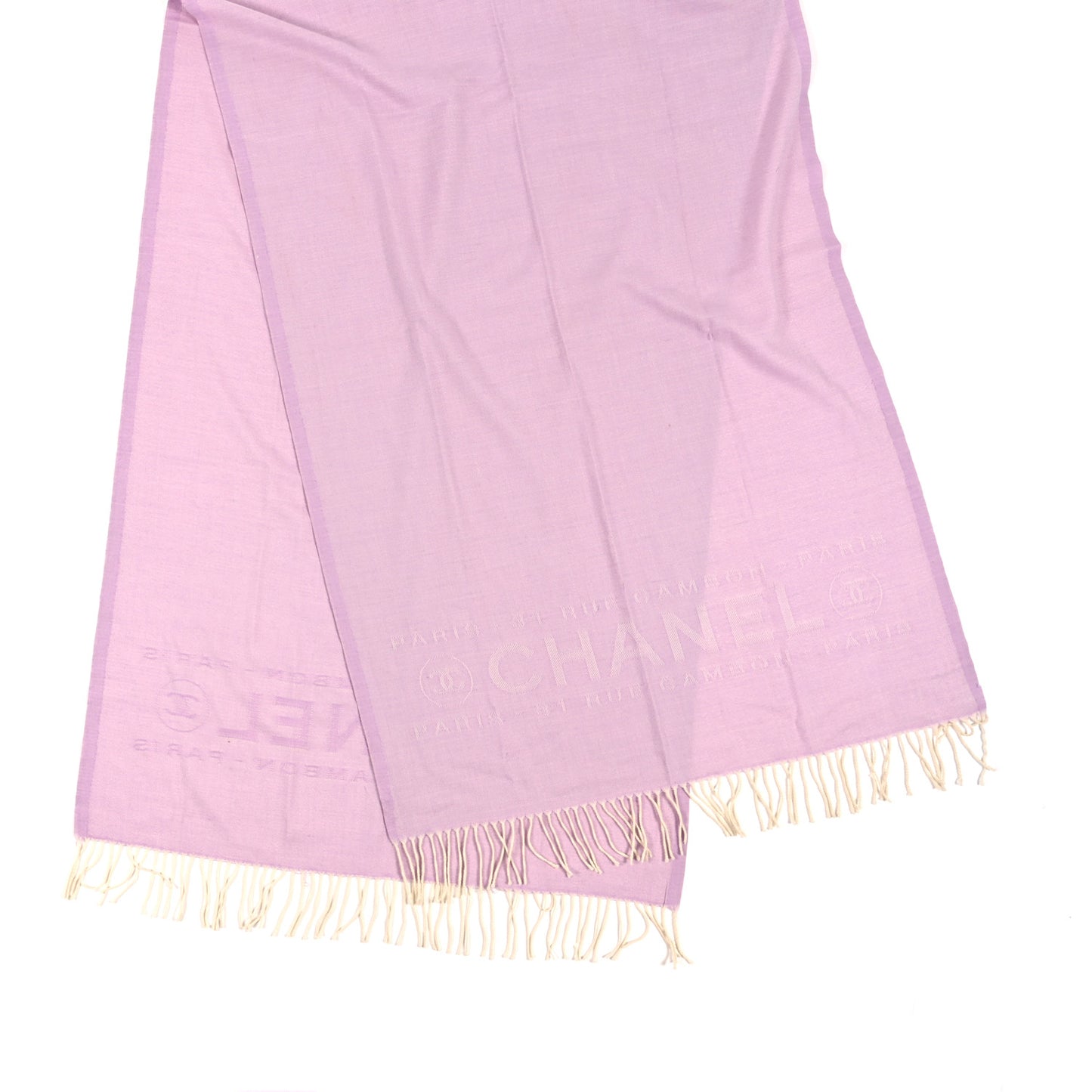 Cashmere Rue Cambon Fringe Stole Pink White