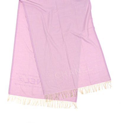 Chanel Cashmere Rue Cambon Fringe Stole Pink White 2 of 3