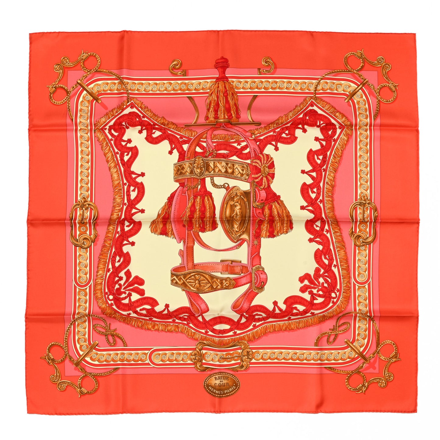 Silk Bride De Cour Remix Scarf 90 Orange Vanille Rouge