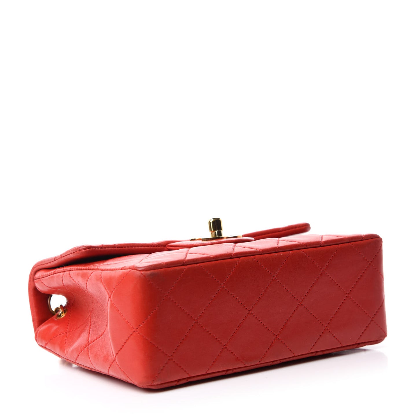 Lambskin Quilted Mini Square Flap Red